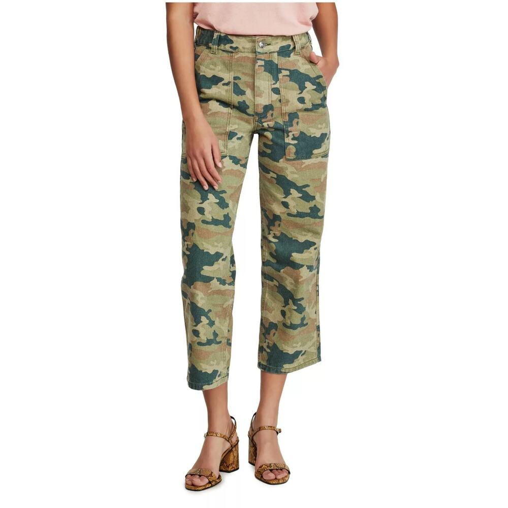 NWT Free People We The Free Remy Camo Print Cropped Pants Women’s Size 26 NEW